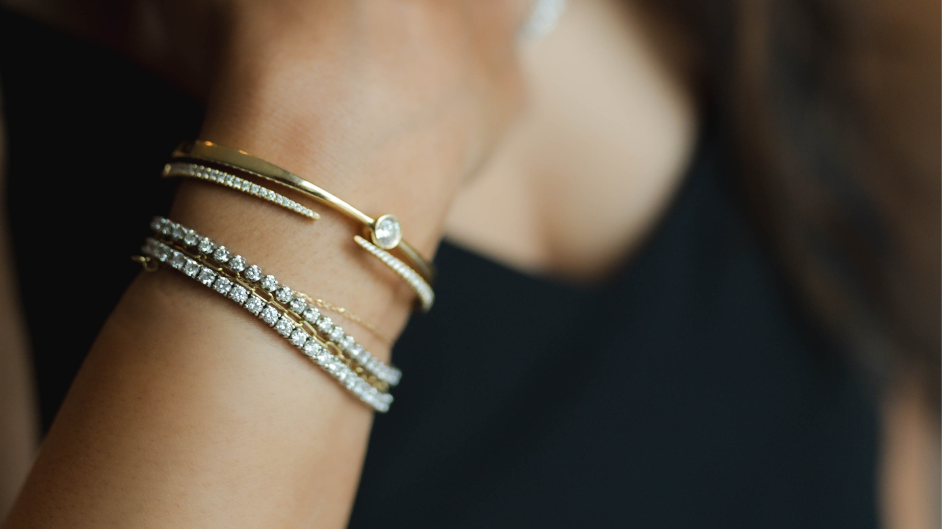 tapered bezel diamond bangle