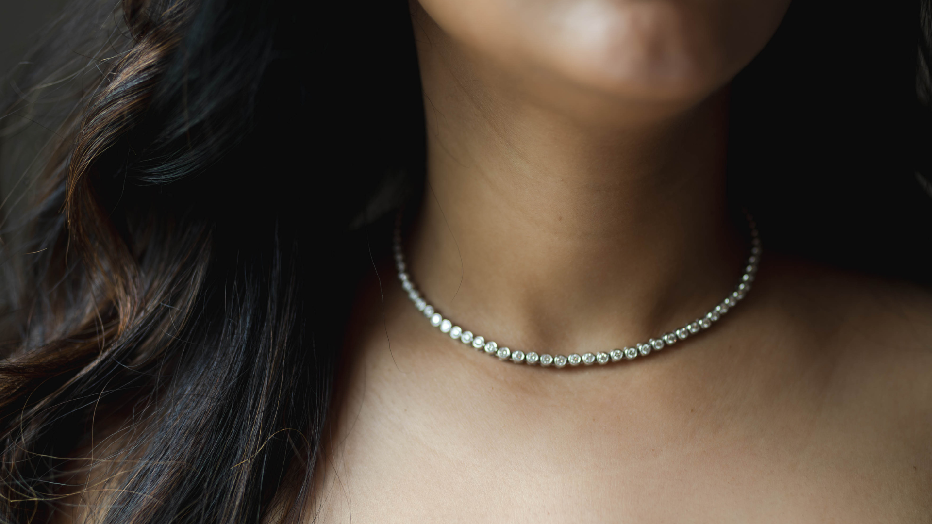 bezel diamond tennis necklace