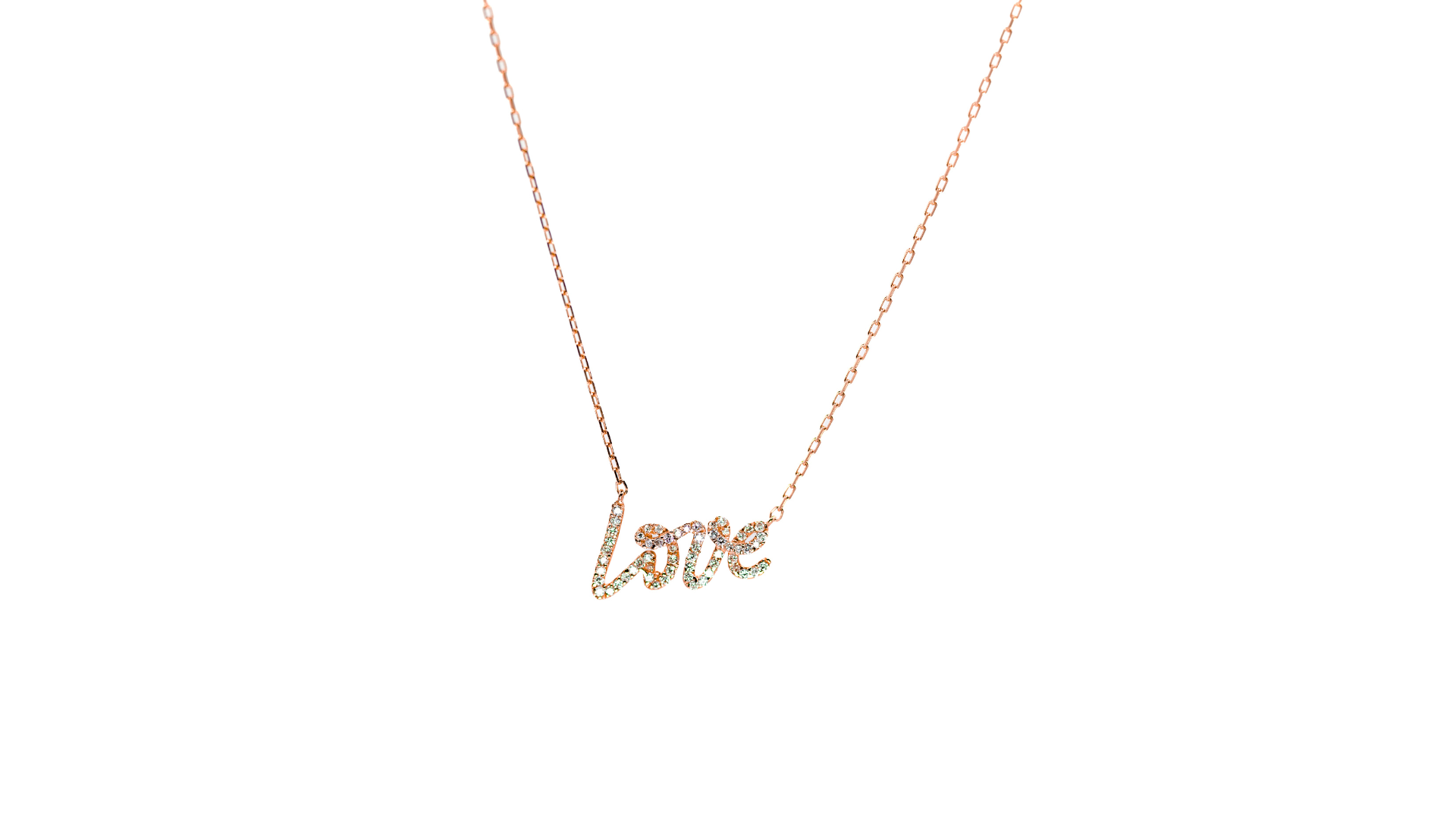 Love Cursive Personalized Handwriting Pave Diamond Necklace