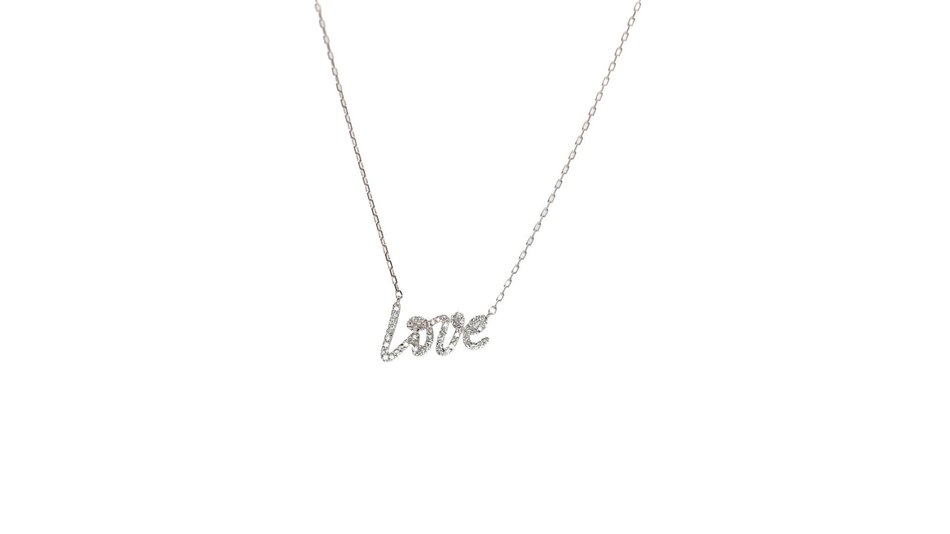 Love Cursive Personalized Handwriting Pave Diamond Necklace