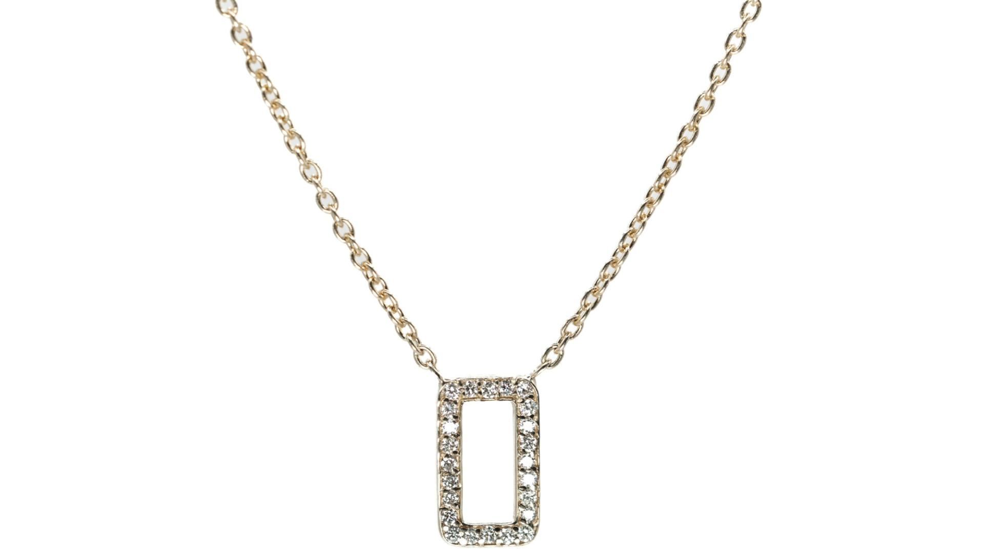 Open Rectangle Pave Necklace
