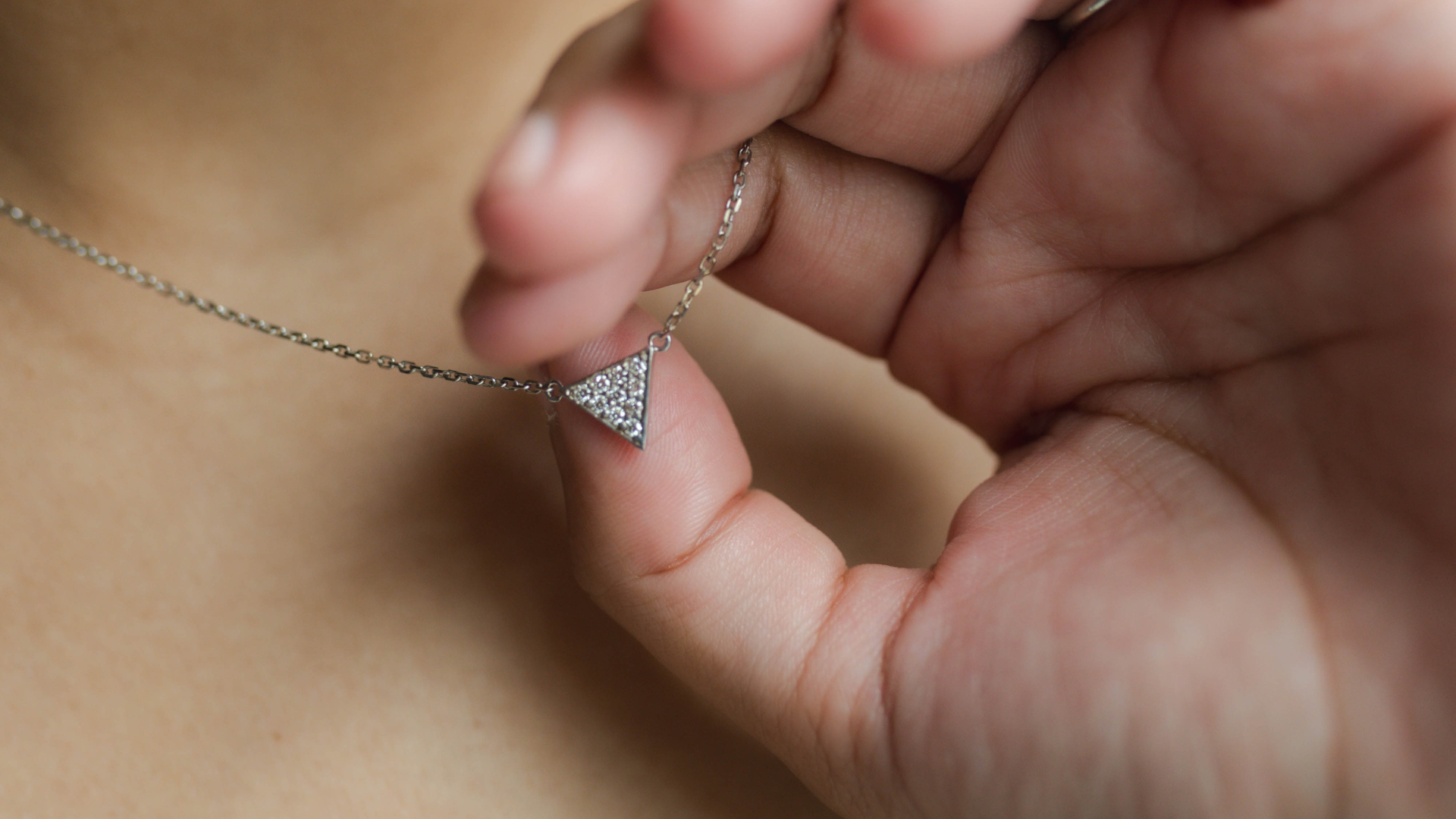 triangle pave diamond necklace