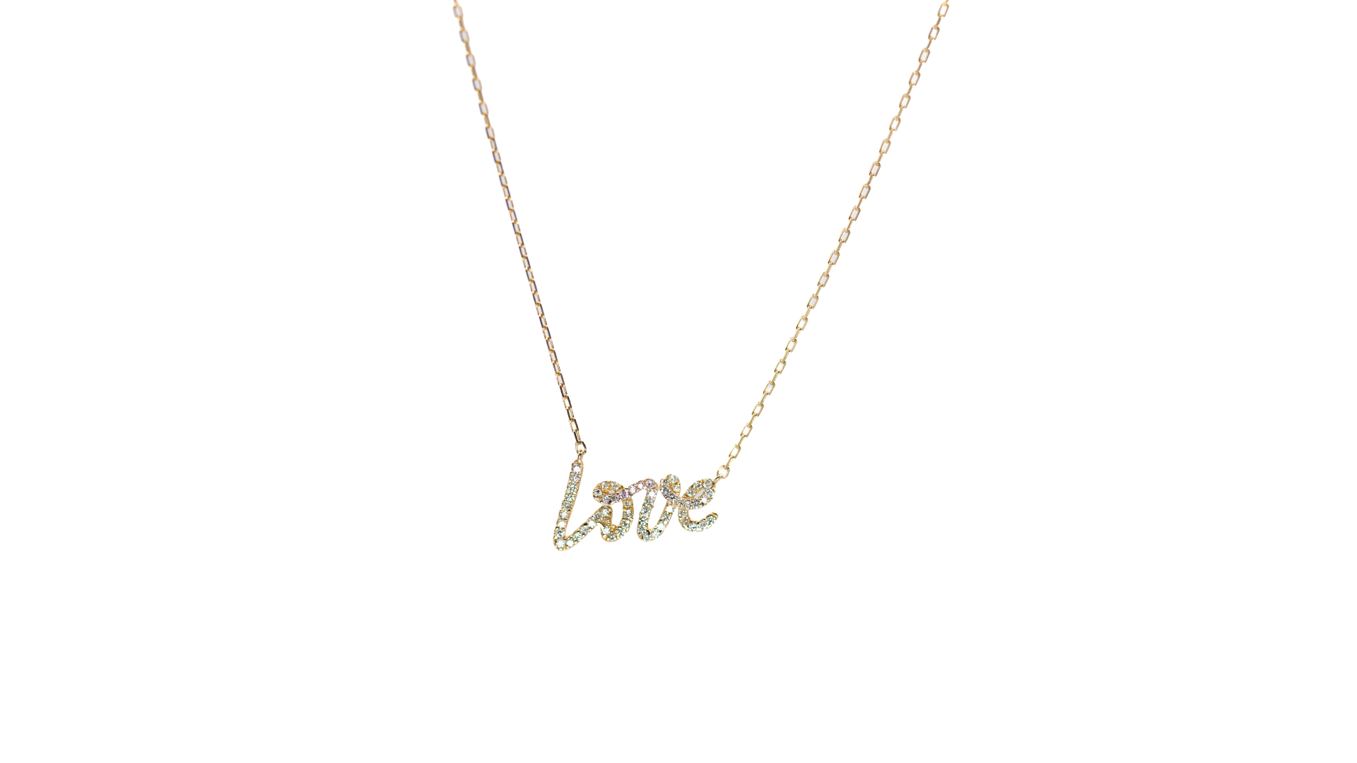 Love Cursive Personalized Handwriting Pave Diamond Necklace